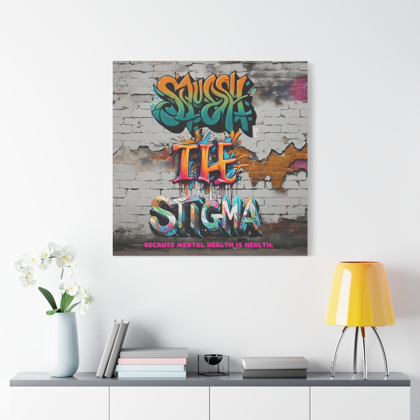 Squash the Stigma, Mental Health Awareness Matte Canvas, Stretched, 1.25"