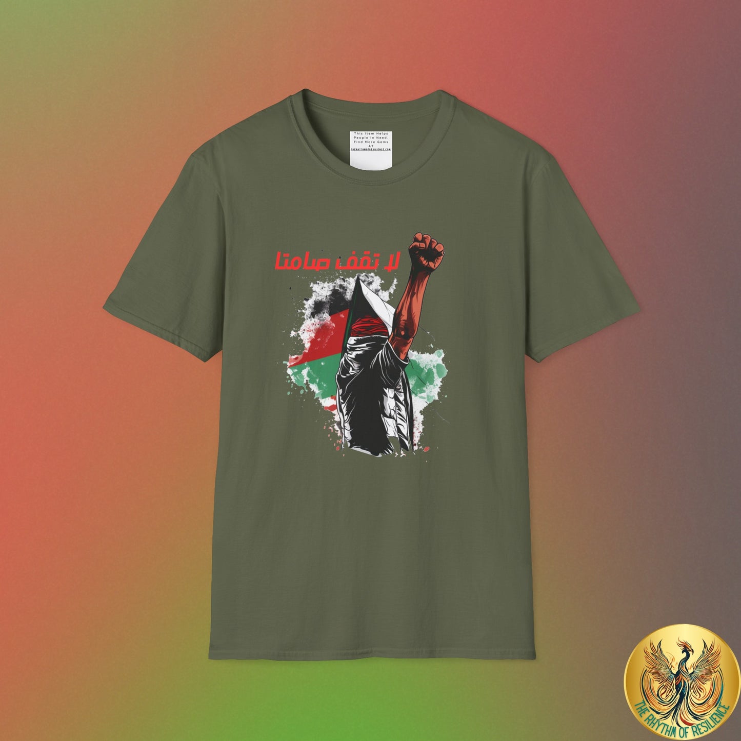 Unisex Jersey Tee, Palestine Resistance, dont stand silent, Support the Cause, Keffiyeh,Free Palestine, Protest, Arabic writing, kufiyah