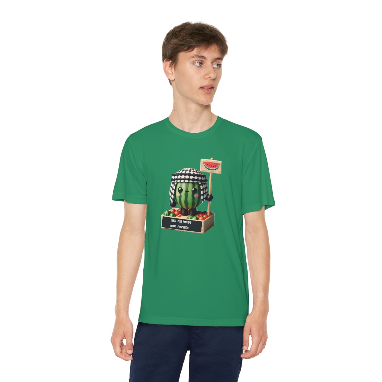 Youth "this fruit stand with Palestine" watermelon Competitor Tee