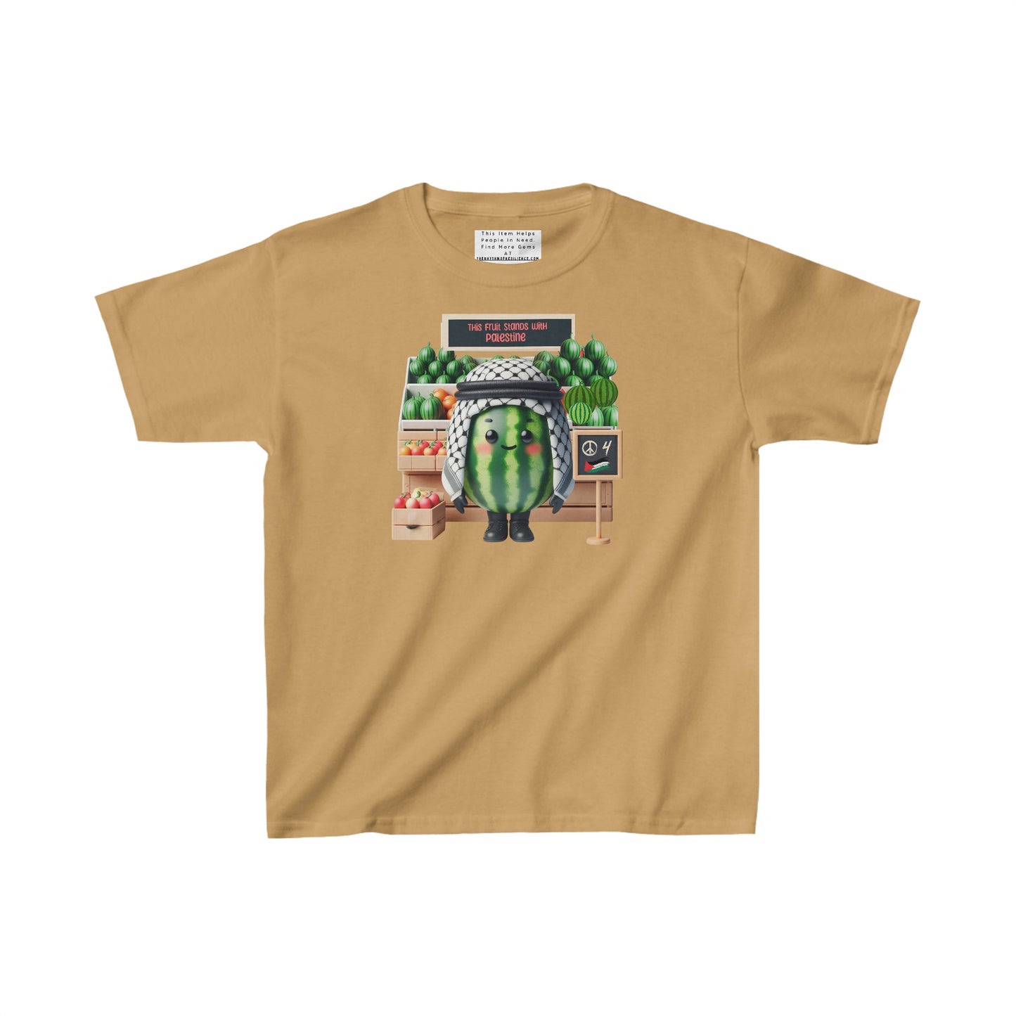 Watermelon Heavy Cotton™ Tee stand with Palestine