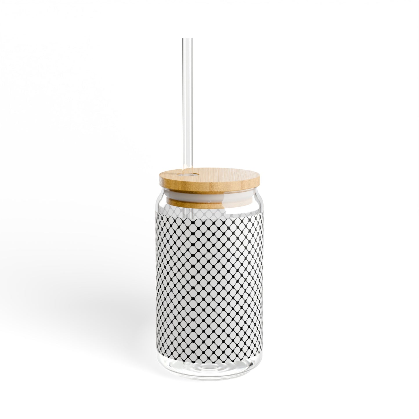 Black and white Kufiyah keffiyeh print Sipper Glass, 16oz