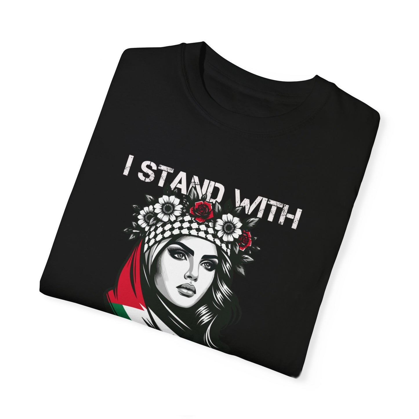 Unisex Garment-Dyed T-shirt, Palestine Flag, Resist, Arabic, Support the Cause in Style, Kuffiyeh, Keffiyeh, Resistance, Free Palestine