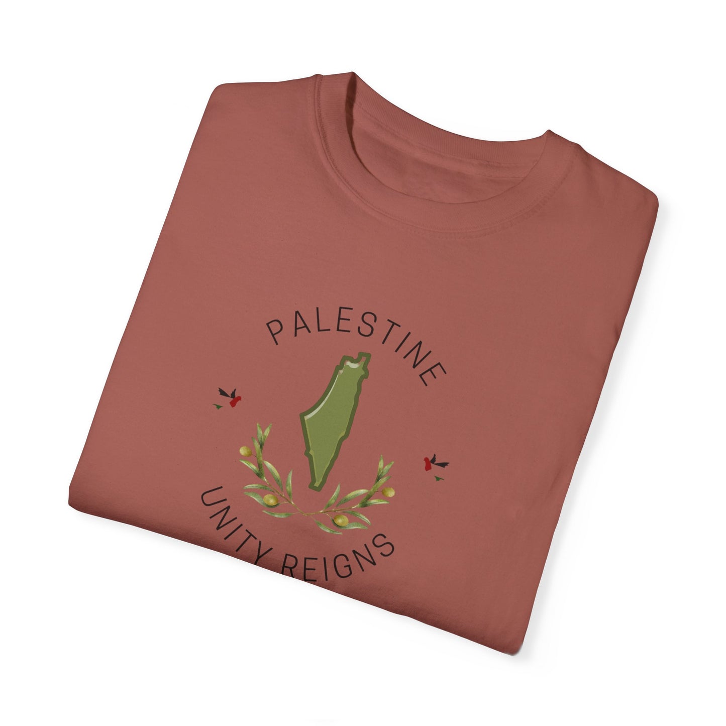 Palestine spring olive branch unity Unisex heart flag solidarity Garment-Dyed T-shirt