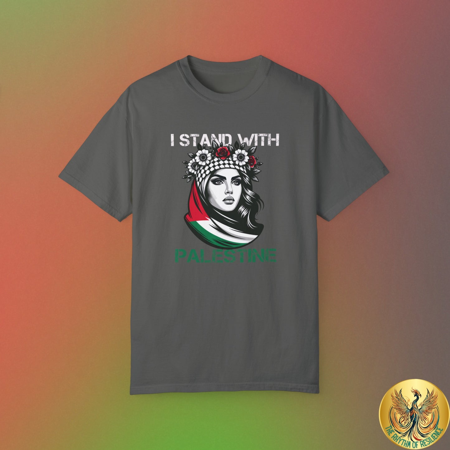 Unisex Garment-Dyed T-shirt, Palestine Flag, Resist, Arabic, Support the Cause in Style, Kuffiyeh, Keffiyeh, Resistance, Free Palestine