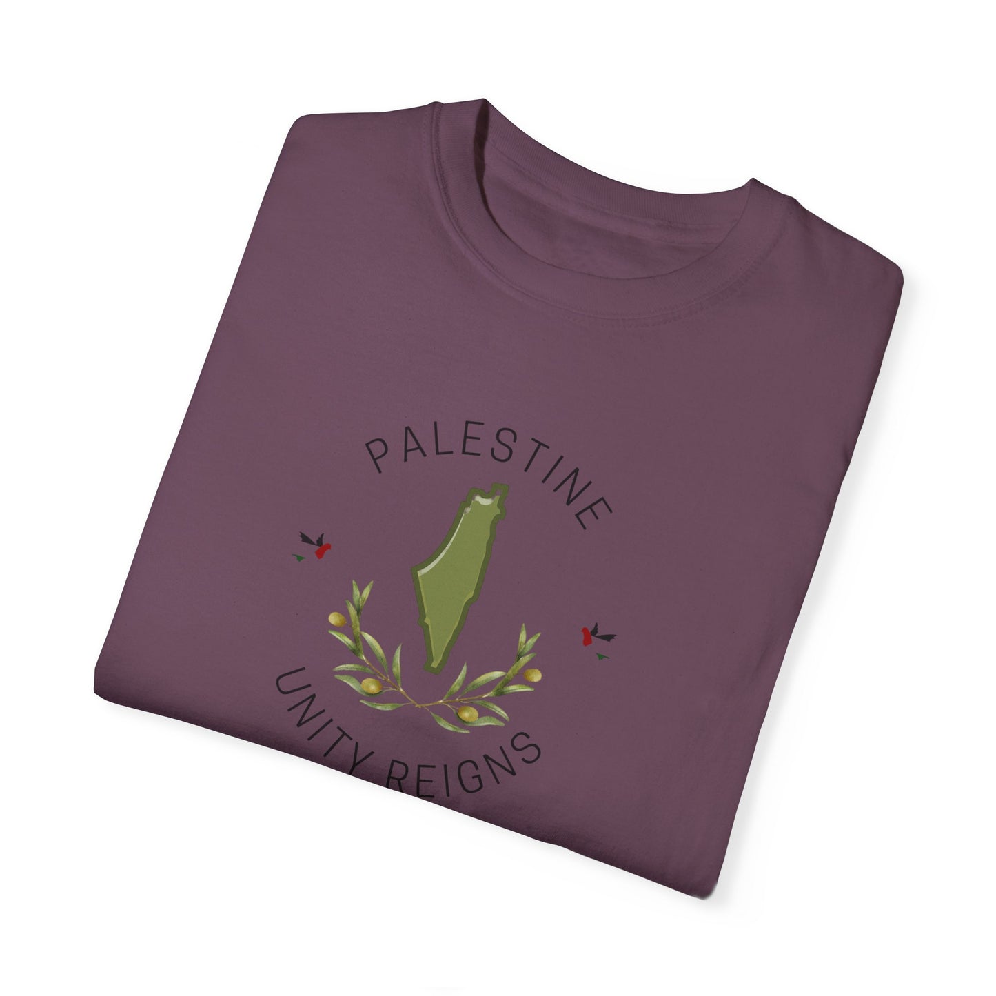 Palestine spring olive branch unity Unisex heart flag solidarity Garment-Dyed T-shirt