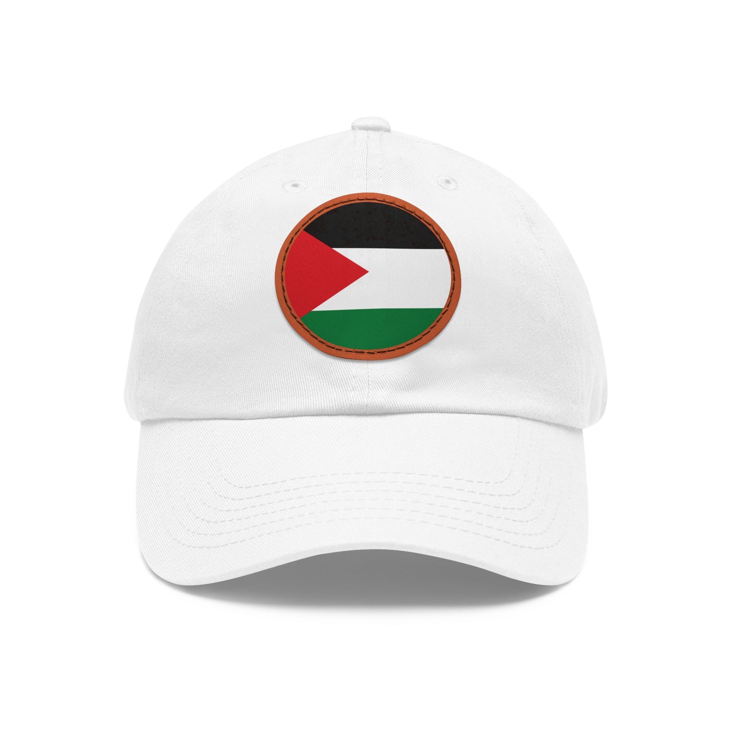 Palestine flag Dad Hat with Leather Patch (Round)