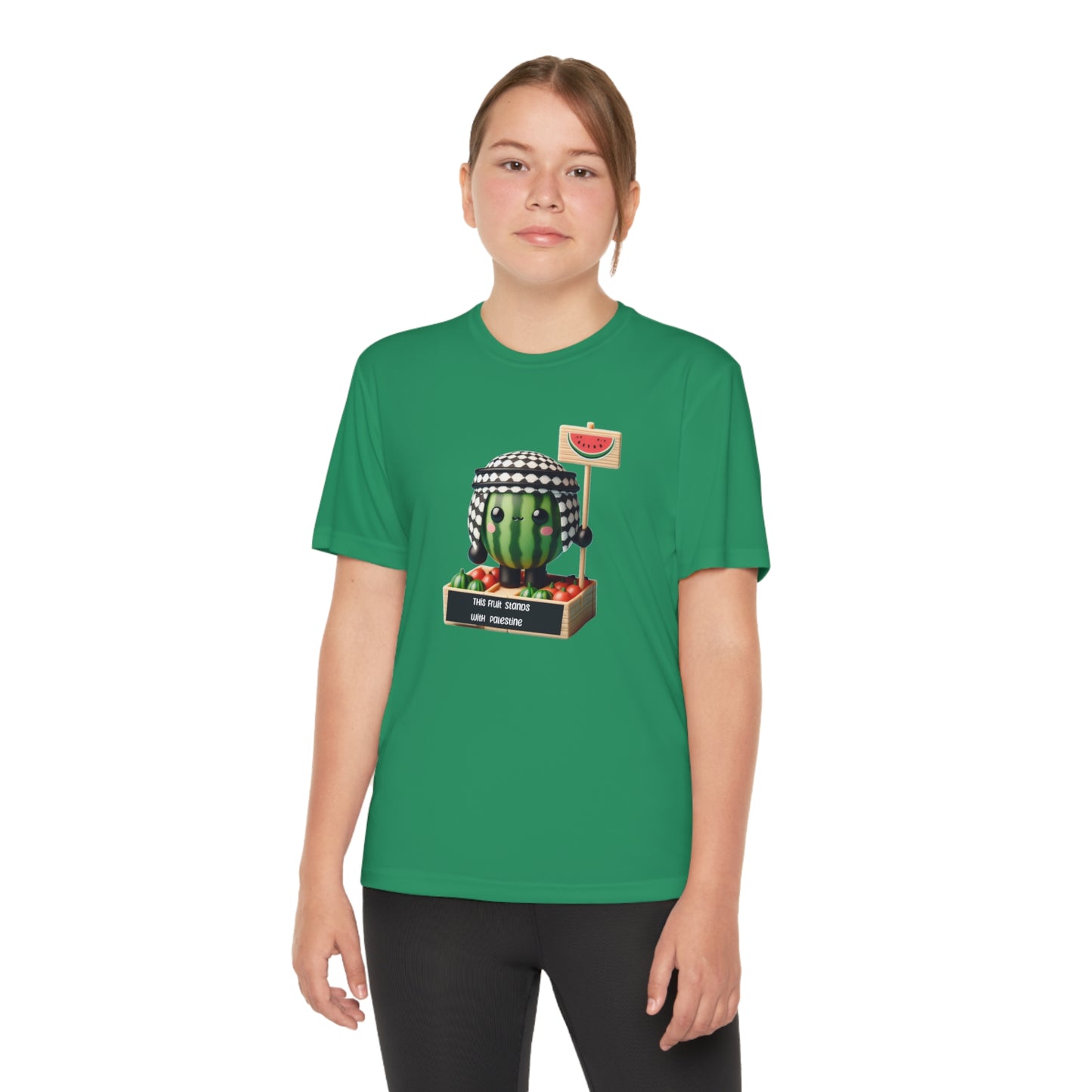 Youth "this fruit stand with Palestine" watermelon Competitor Tee