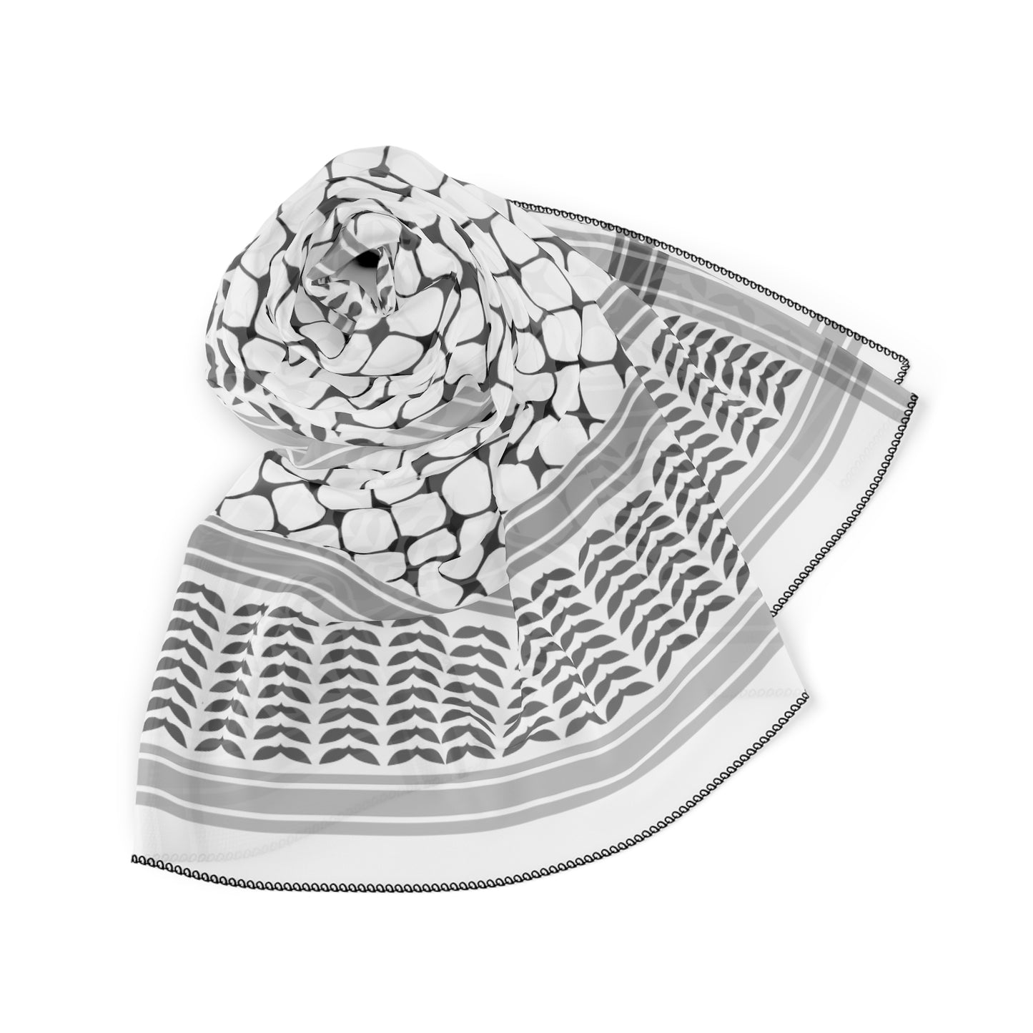 Black and White Kufiyah keffiyeh print Poly Scarf