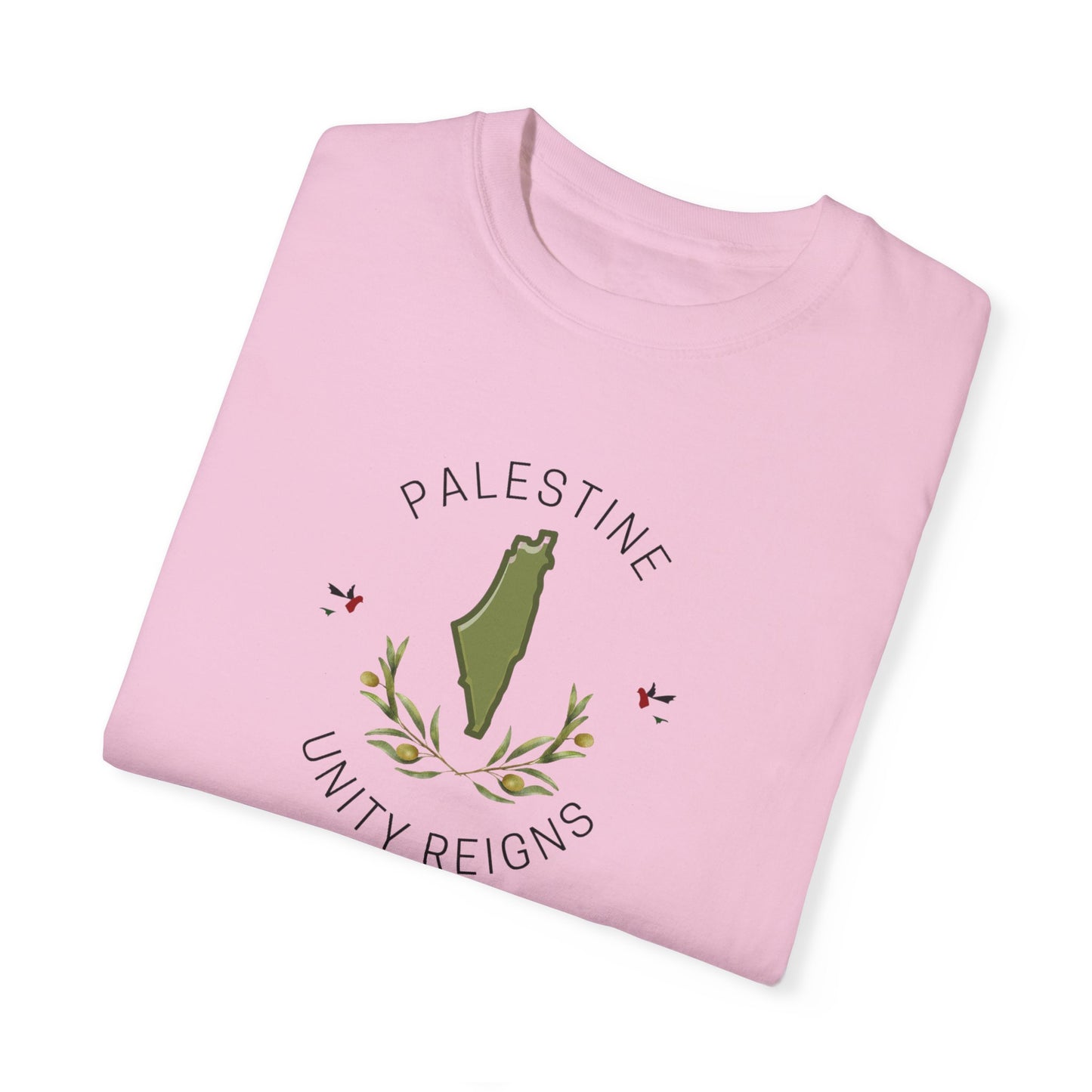 Palestine spring olive branch unity Unisex heart flag solidarity Garment-Dyed T-shirt