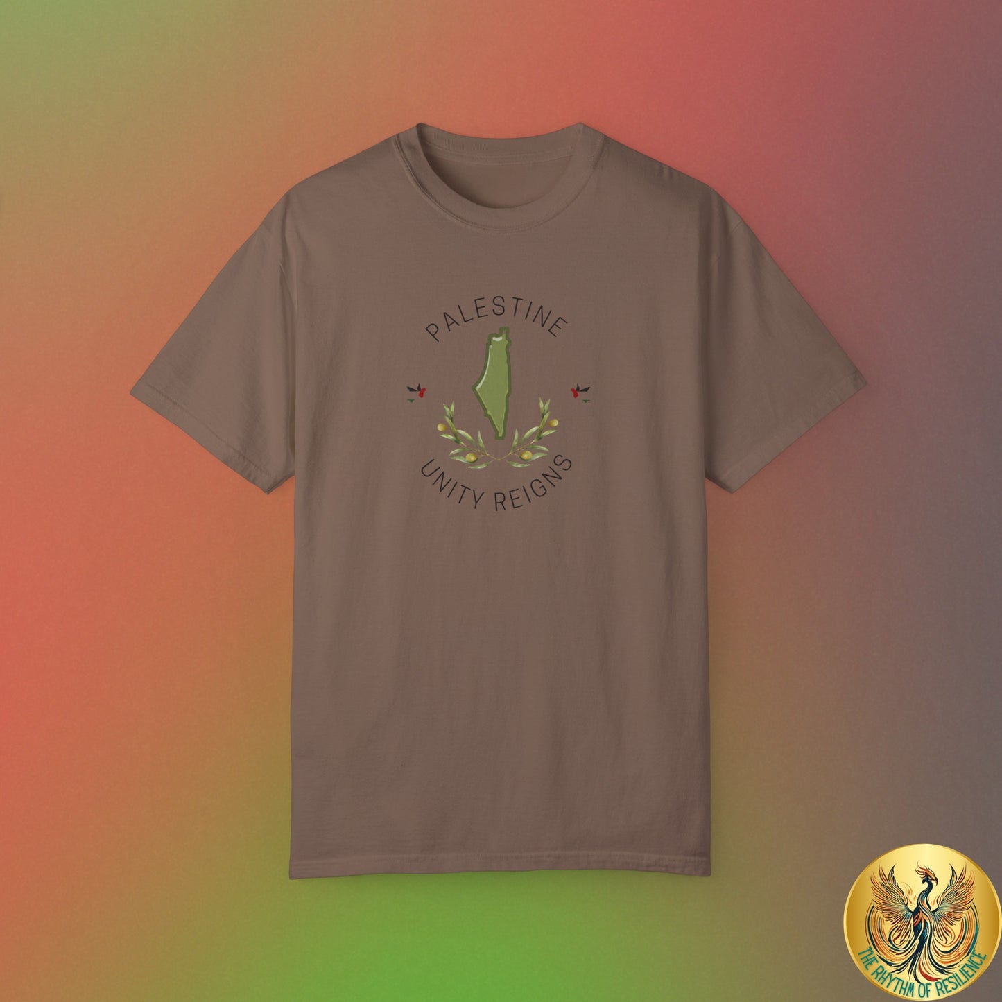 Palestine spring olive branch unity Unisex heart flag solidarity Garment-Dyed T-shirt