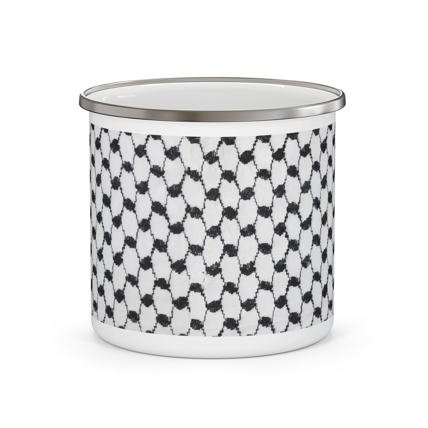Black and white Kufiyah keffiyeh print Enamel Camping Mug