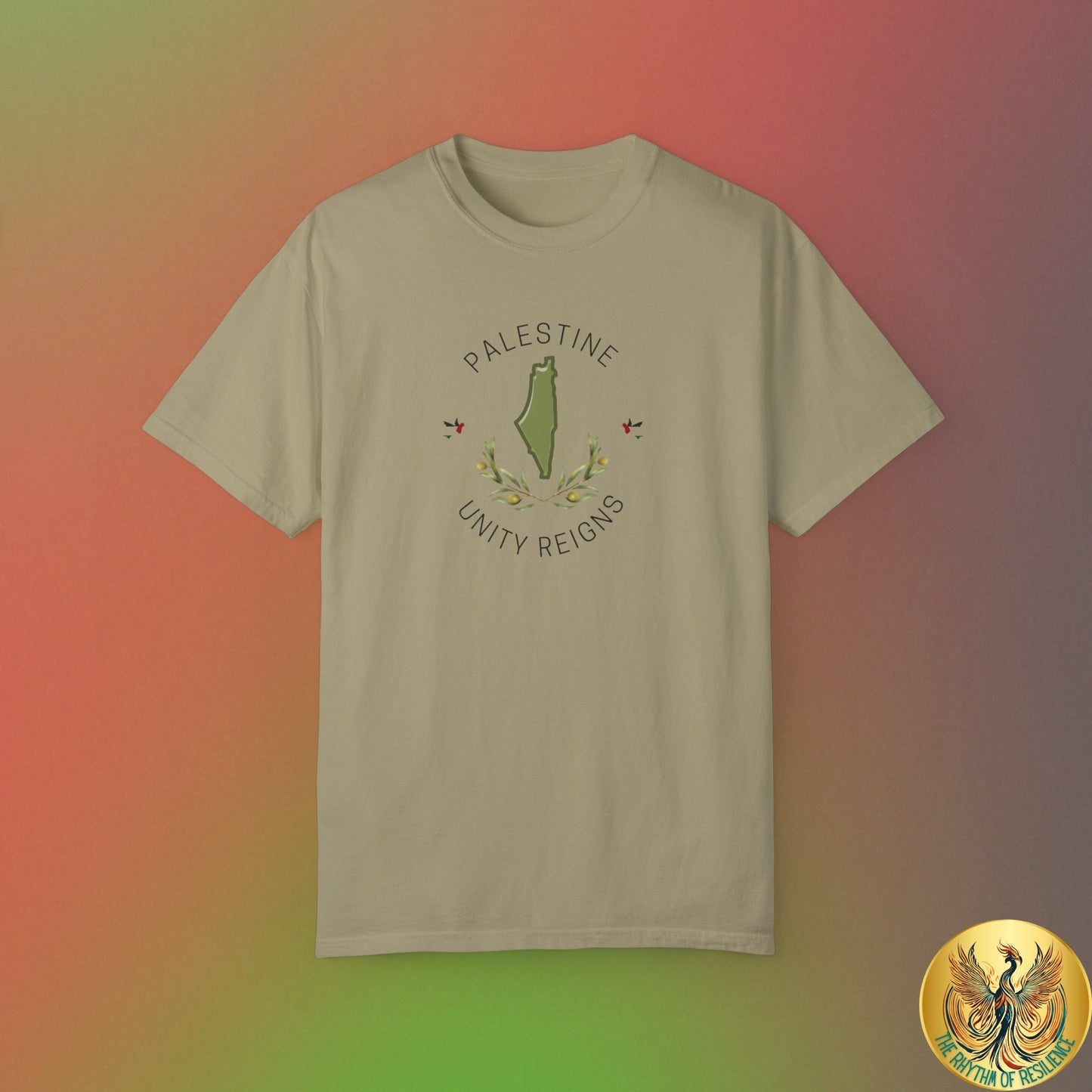 Palestine spring olive branch unity Unisex heart flag solidarity Garment-Dyed T-shirt