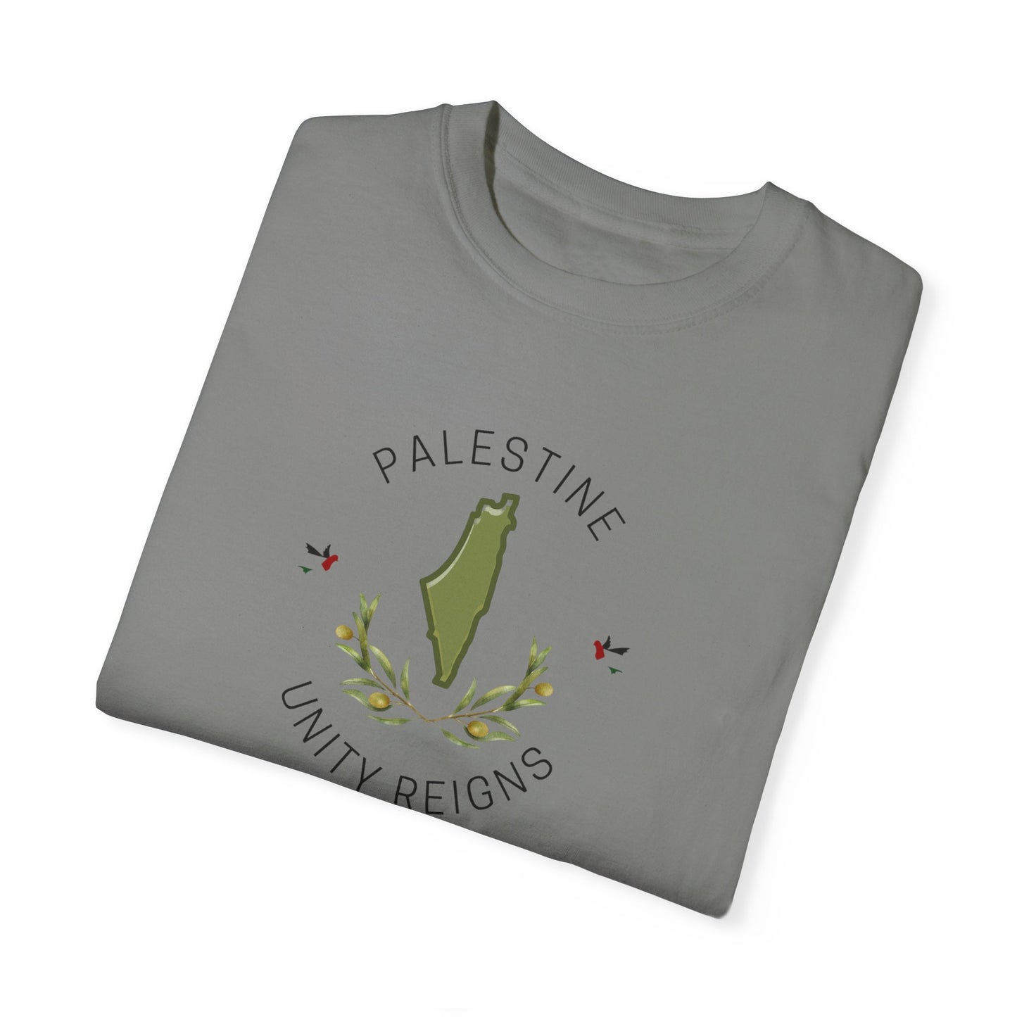 Palestine spring olive branch unity Unisex heart flag solidarity Garment-Dyed T-shirt