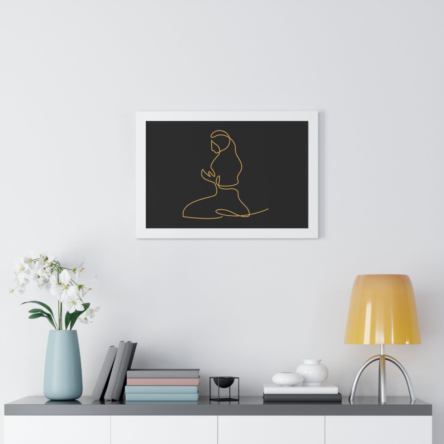 Framed Poster praying, Islam, Islam praying, women praying, Muslim woman, gift, Eid, Ramadan, decor, wall art, minimal art, Islam art