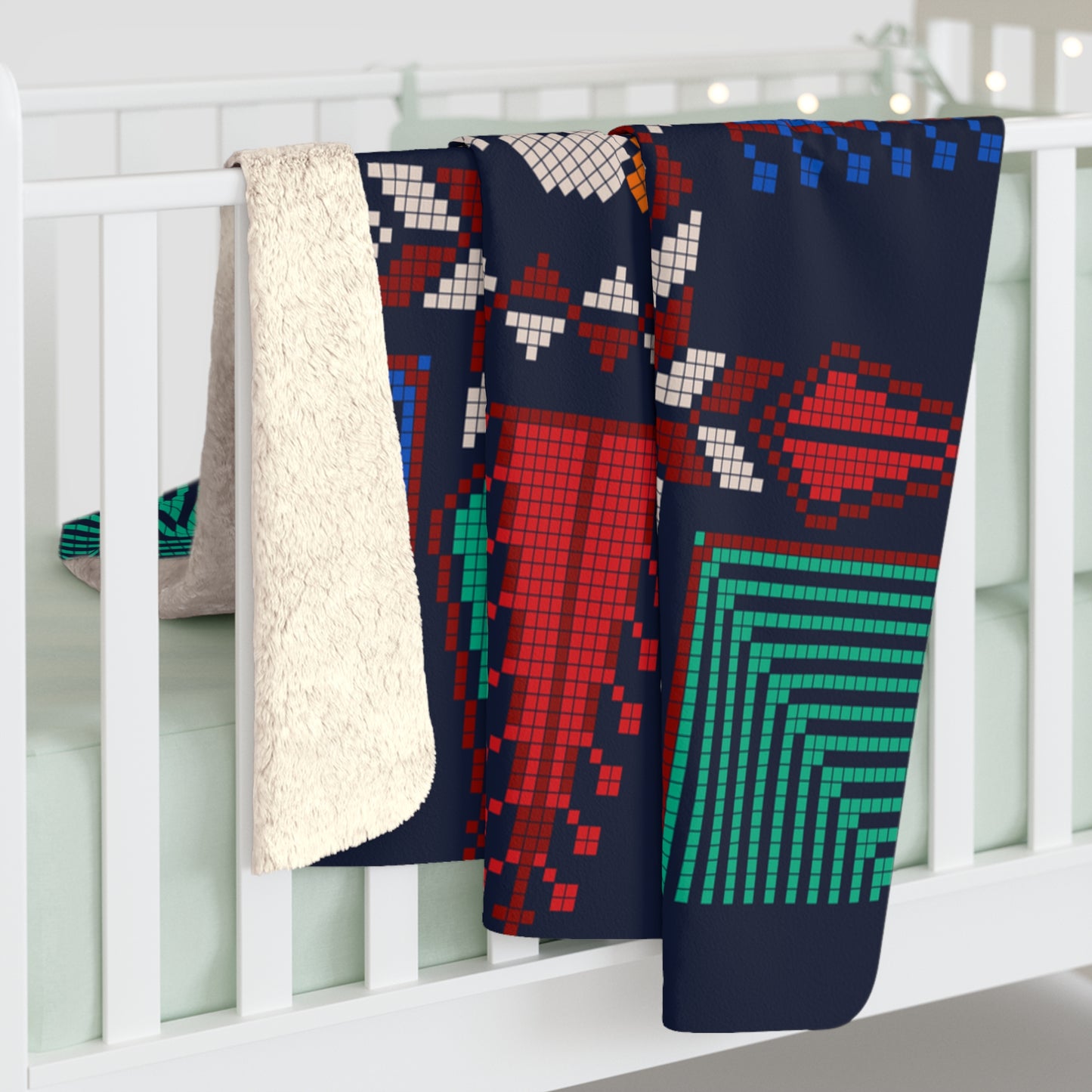 Sherpa Fleece Blanket, Tatreez design