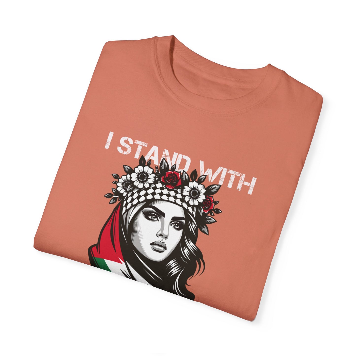 Unisex Garment-Dyed T-shirt, Palestine Flag, Resist, Arabic, Support the Cause in Style, Kuffiyeh, Keffiyeh, Resistance, Free Palestine
