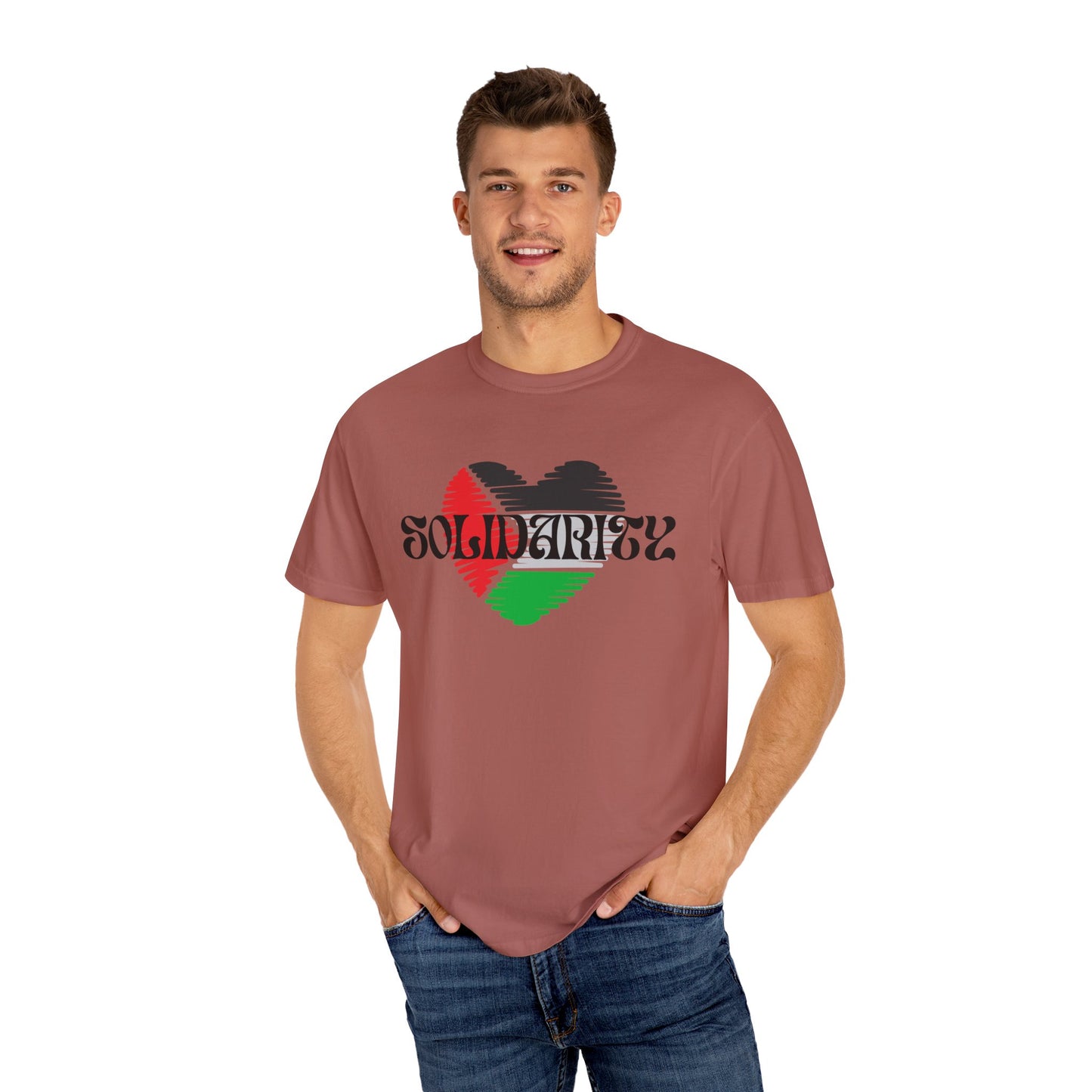 Palestine Spring Unisex heart flag solidarity Garment-Dyed solidarity T-shirt
