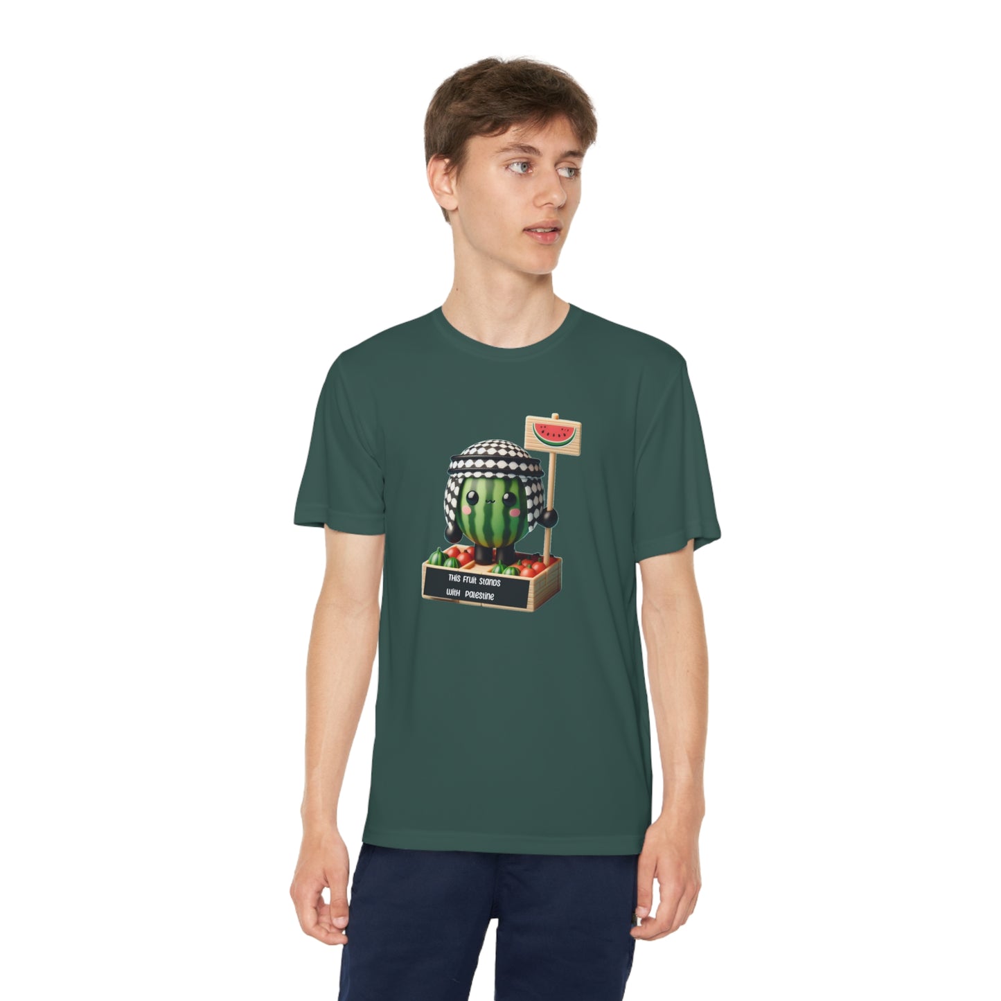 Youth "this fruit stand with Palestine" watermelon Competitor Tee