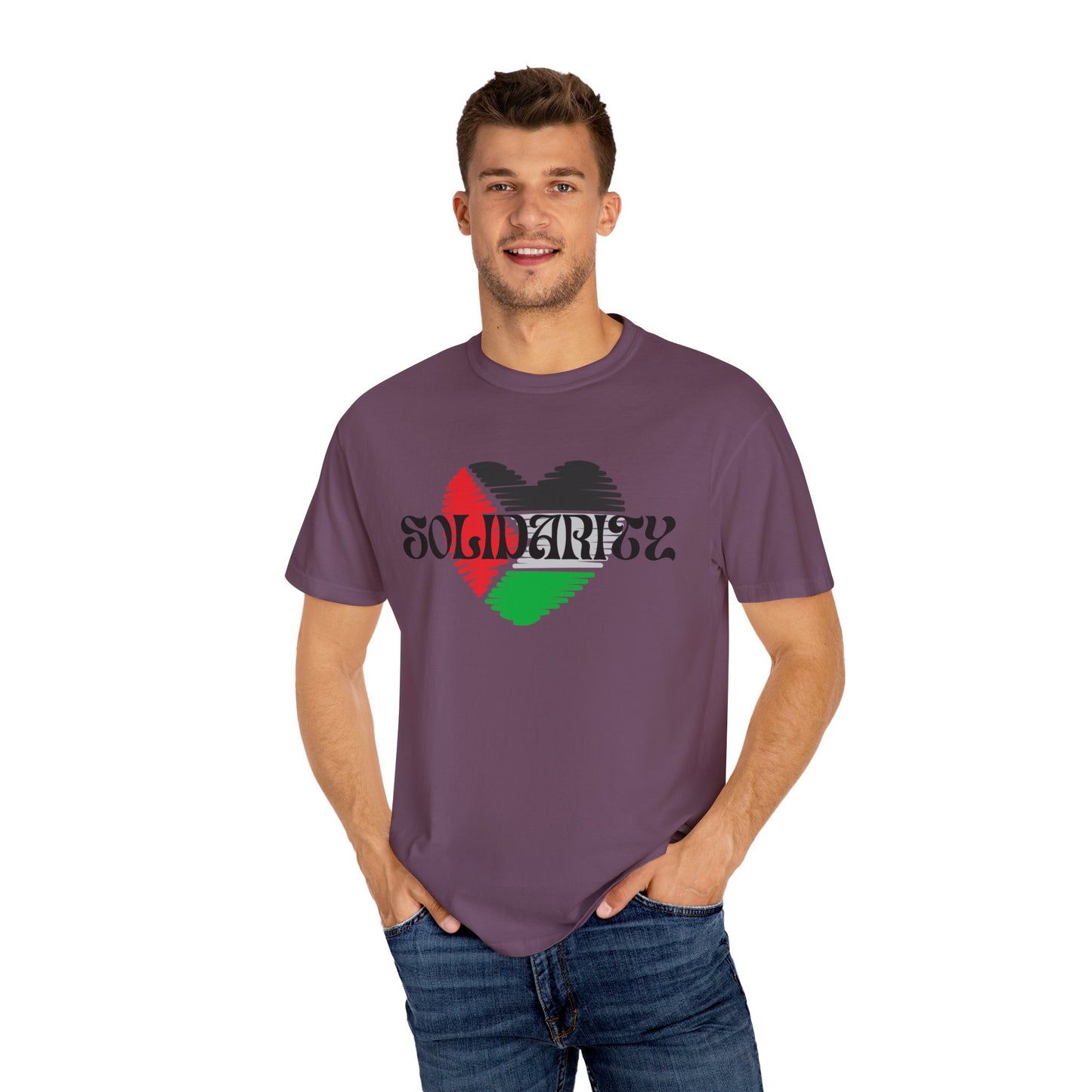 Palestine Spring Unisex heart flag solidarity Garment-Dyed solidarity T-shirt
