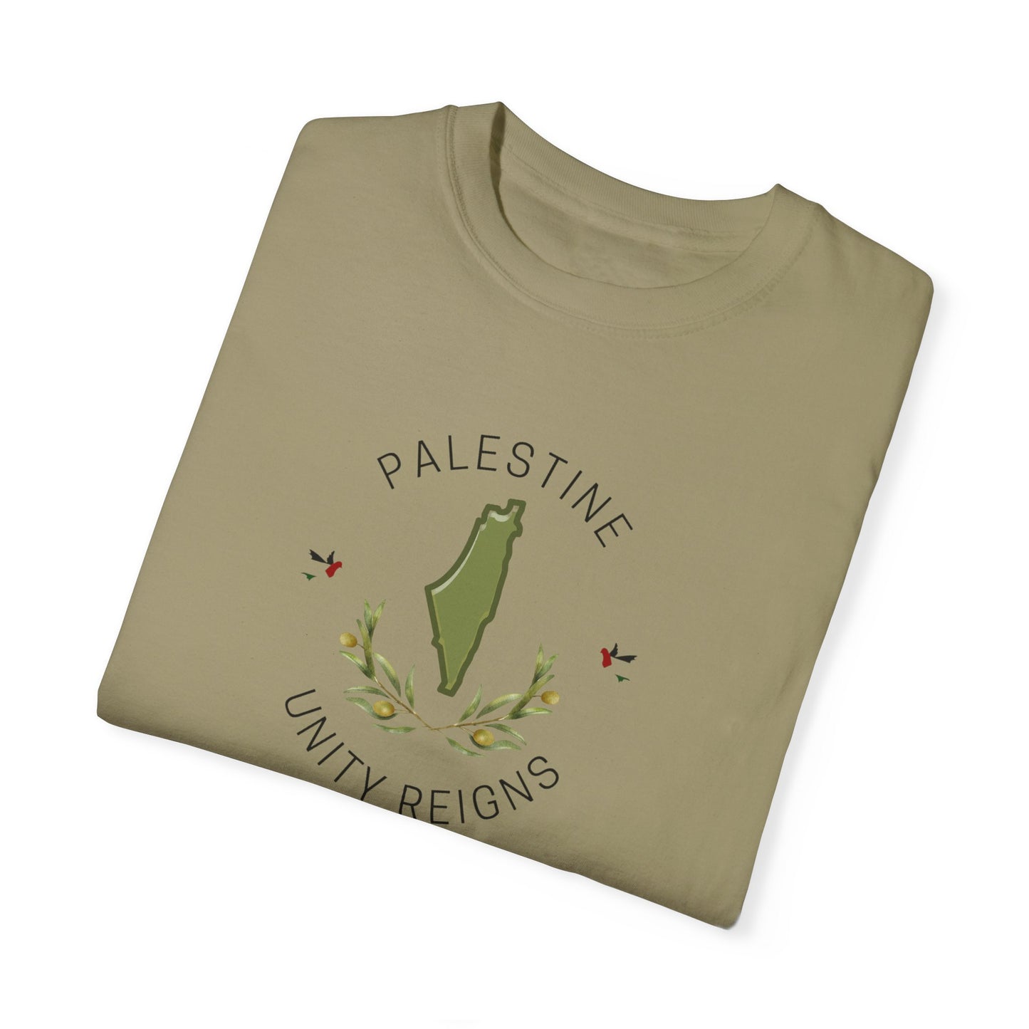 Palestine spring olive branch unity Unisex heart flag solidarity Garment-Dyed T-shirt
