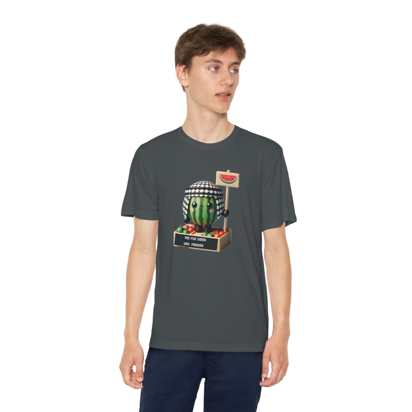 Youth "this fruit stand with Palestine" watermelon Competitor Tee