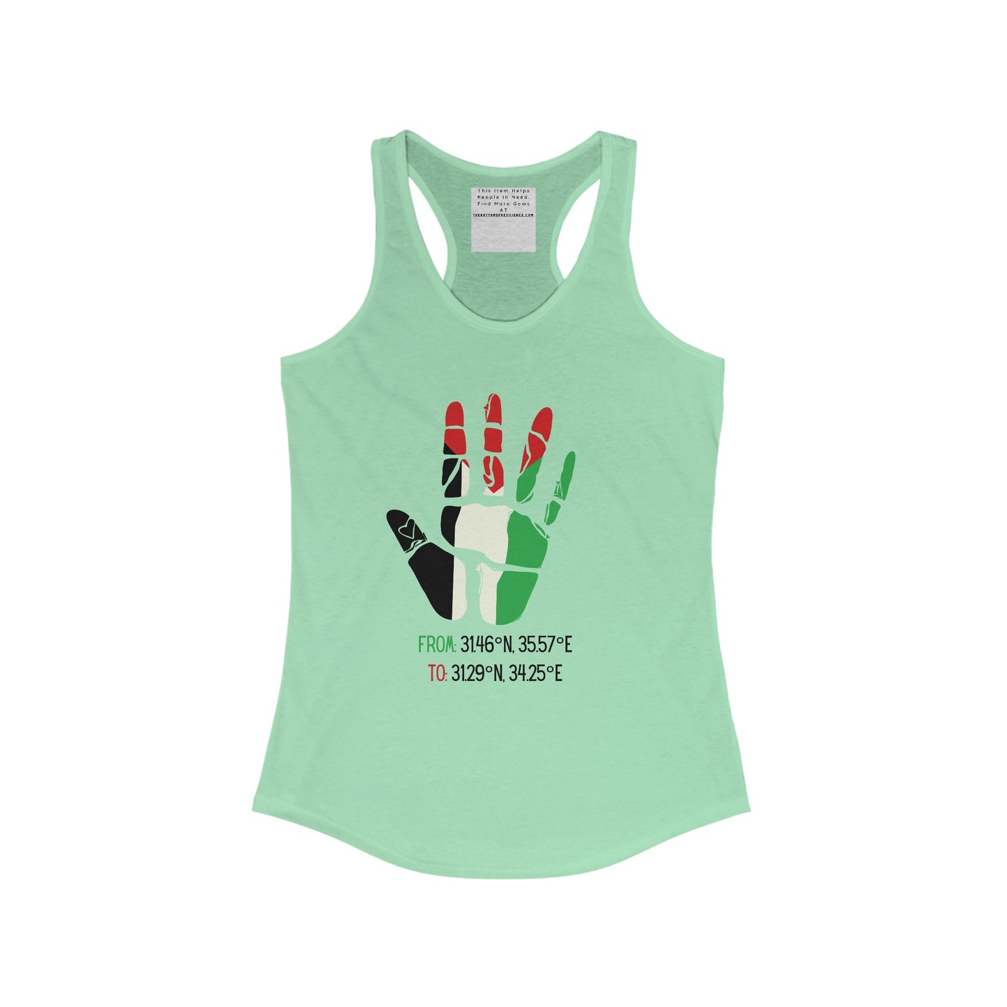 Free Palestine coordinates Women's Ideal Racerback Tank