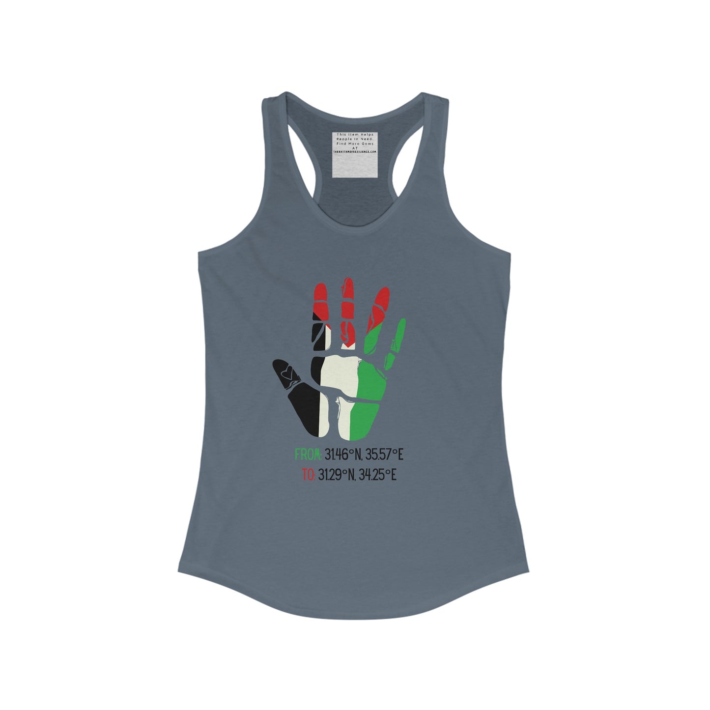 Free Palestine coordinates Women's Ideal Racerback Tank