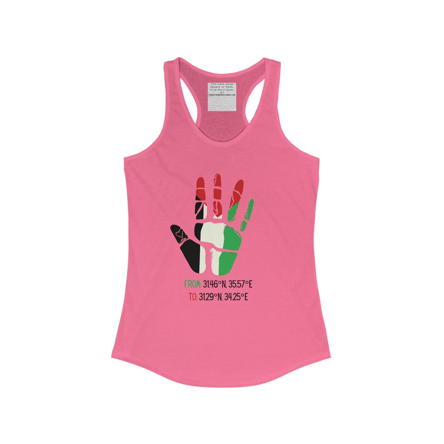 Free Palestine coordinates Women's Ideal Racerback Tank