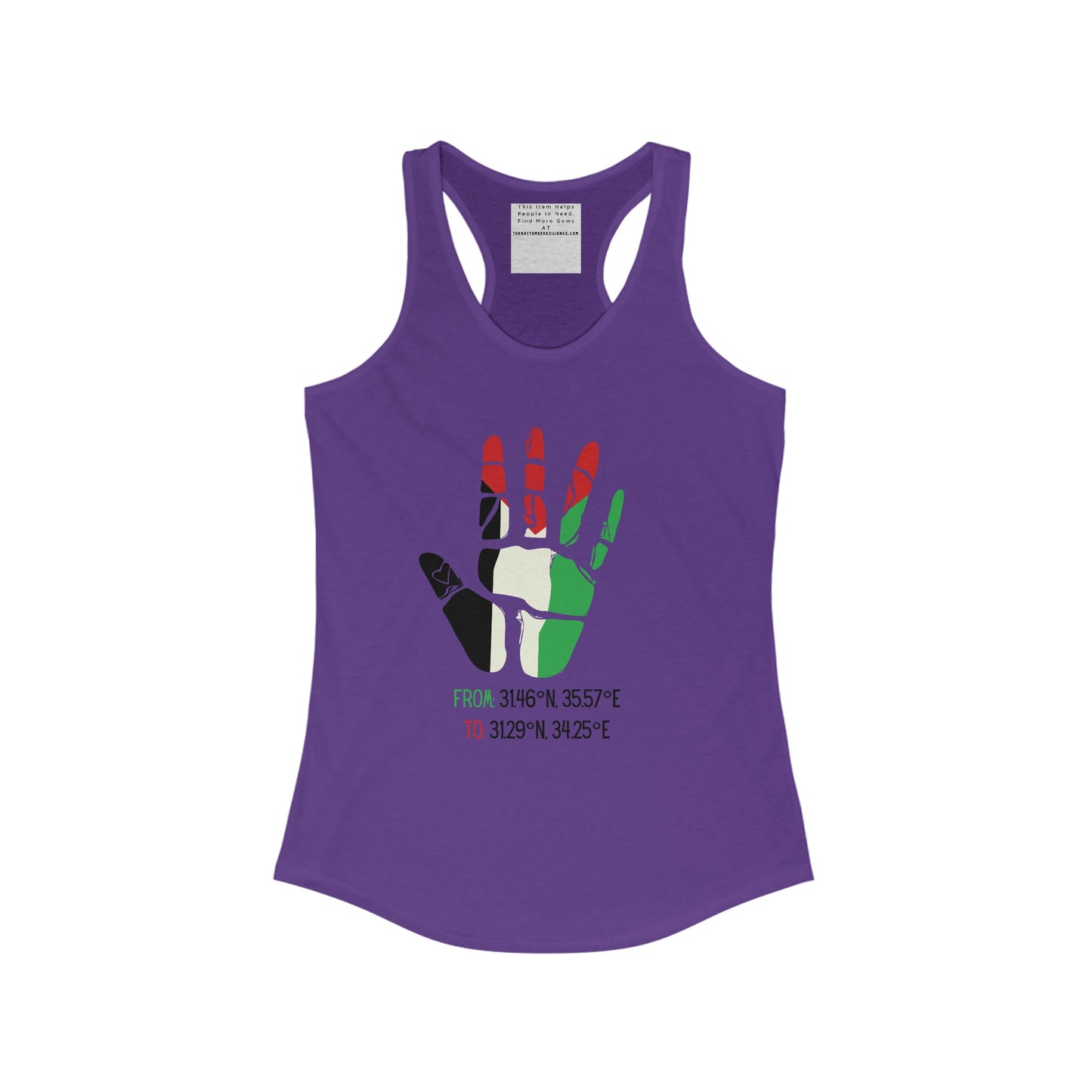 Free Palestine coordinates Women's Ideal Racerback Tank