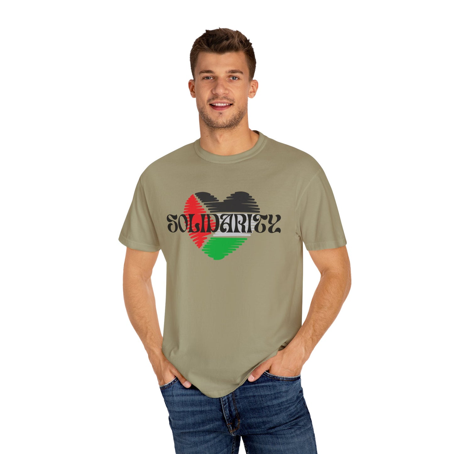 Palestine Spring Unisex heart flag solidarity Garment-Dyed solidarity T-shirt