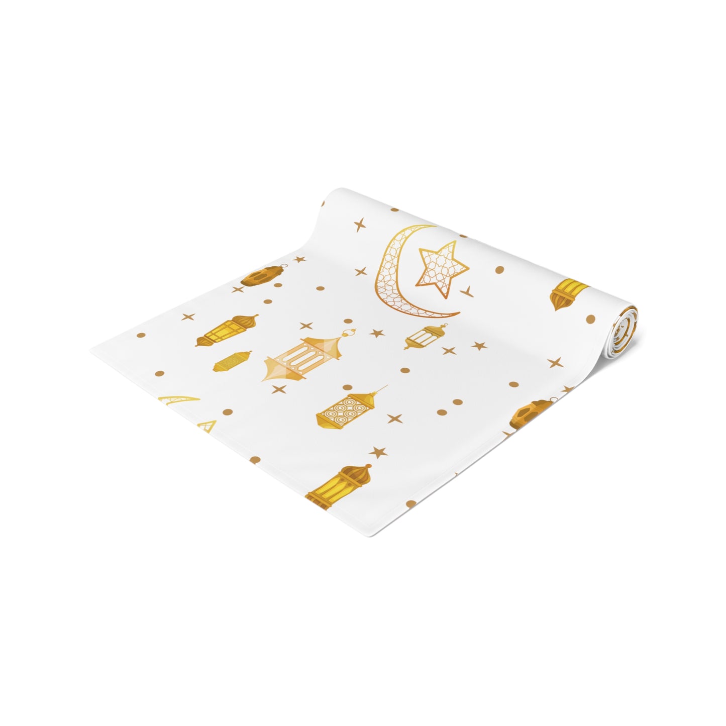 Table Runner (Cotton, Poly) star and moon, Islam, Ramadan, Eid, gold