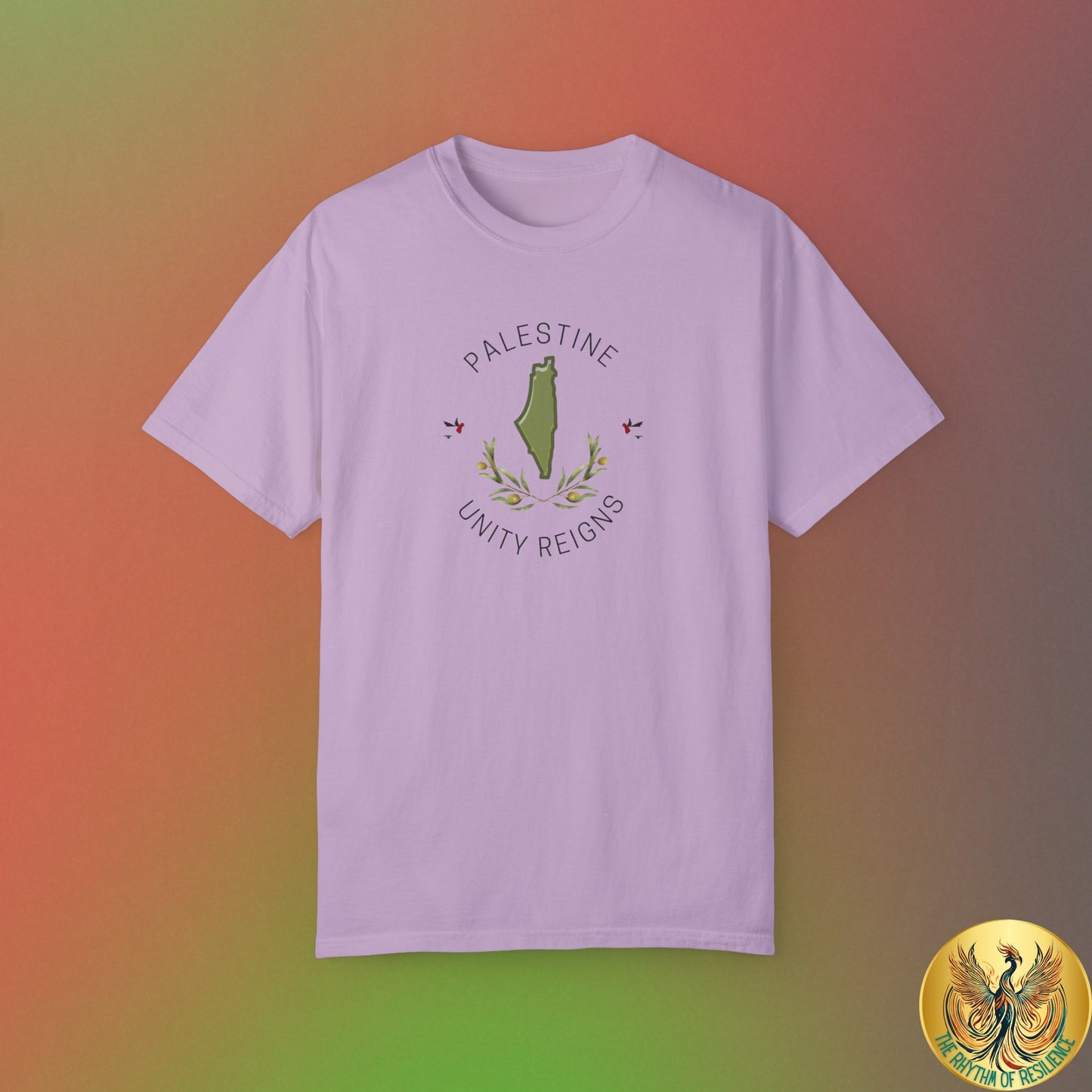 Palestine spring olive branch unity Unisex heart flag solidarity Garment-Dyed T-shirt