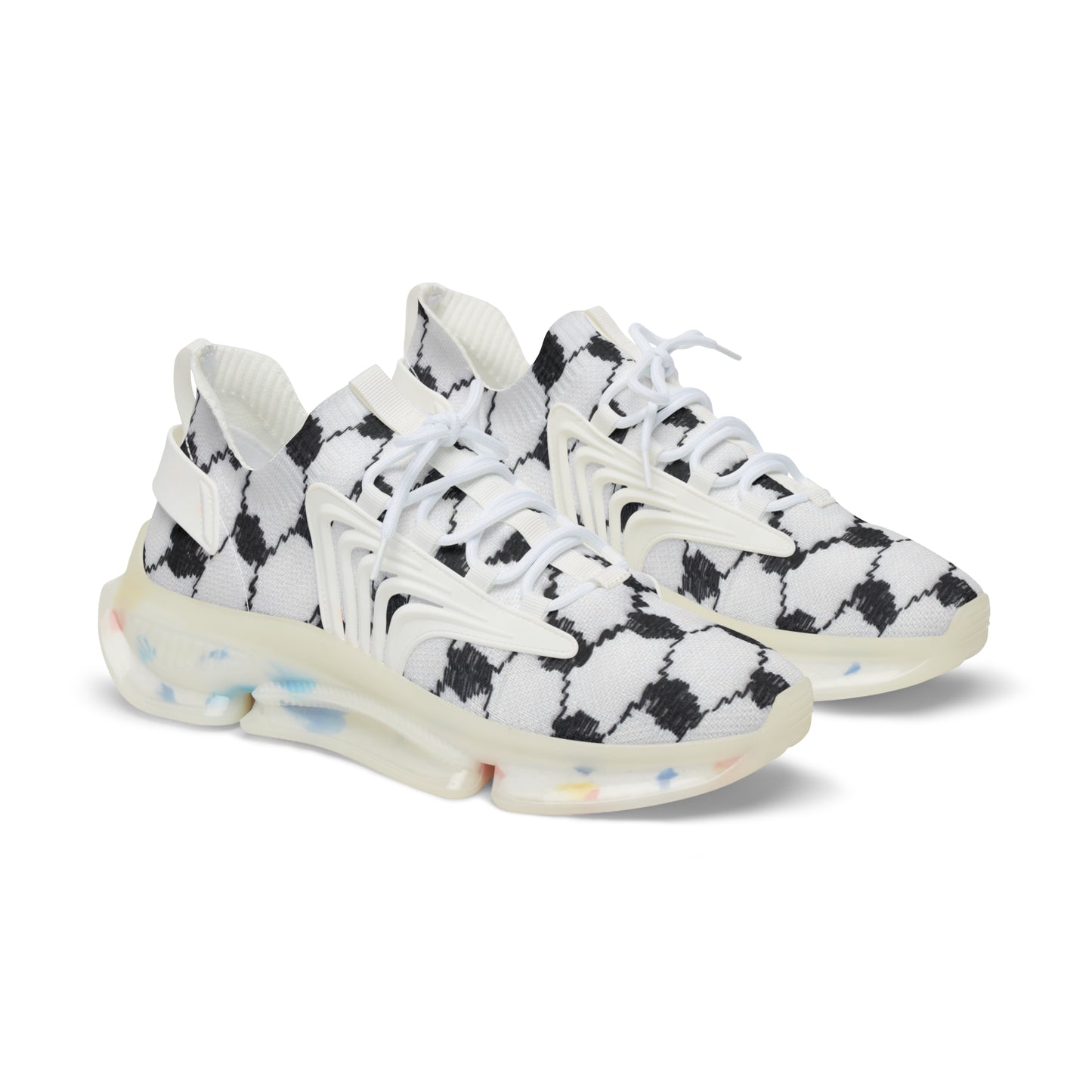 black and white keffiyeh Print Men's Mesh Sneakers