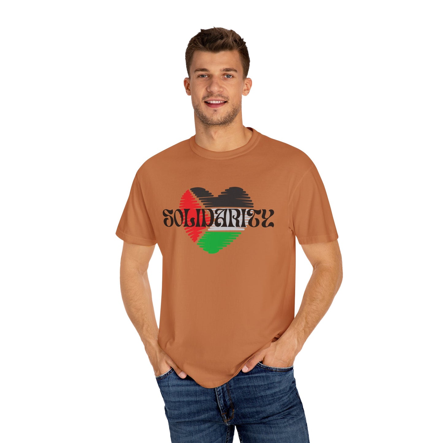 Palestine Spring Unisex heart flag solidarity Garment-Dyed solidarity T-shirt