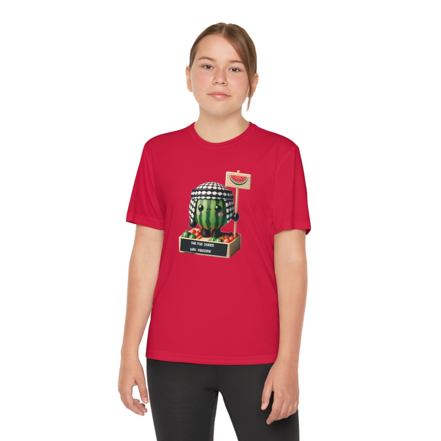 Youth "this fruit stand with Palestine" watermelon Competitor Tee