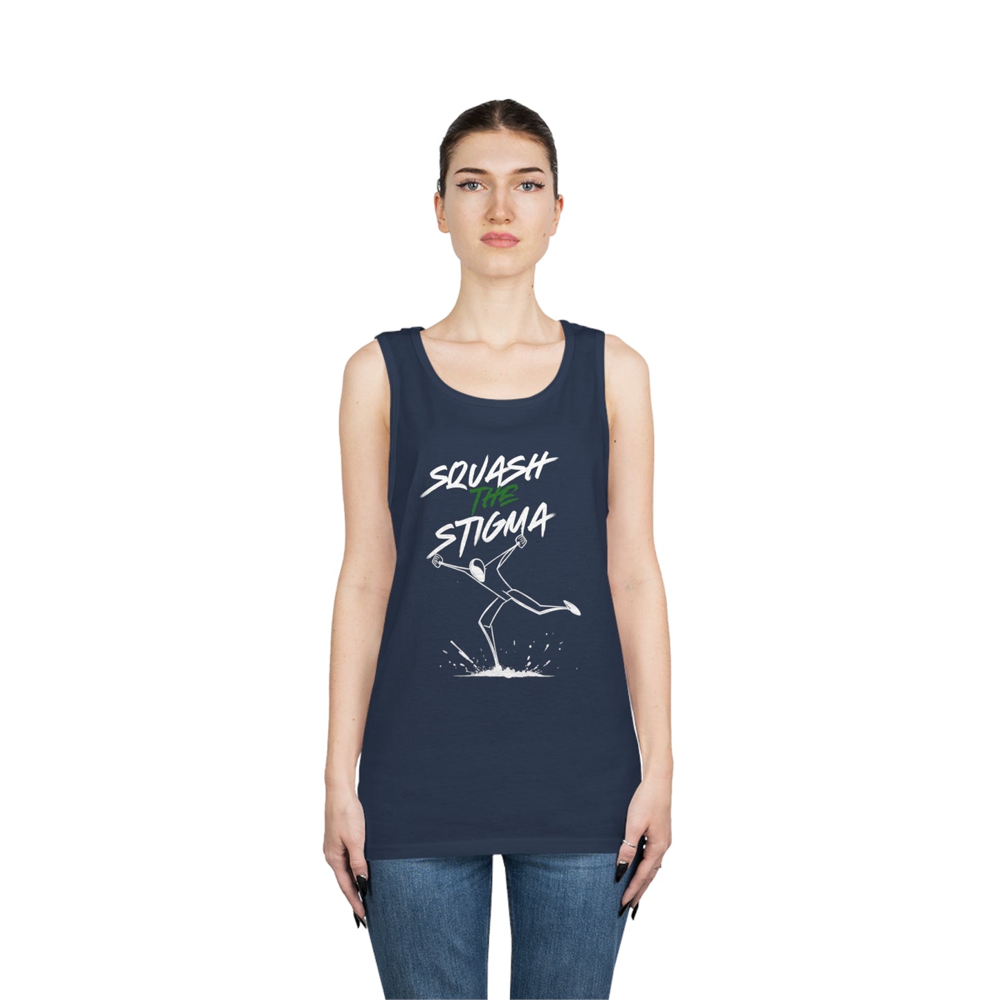 Squash The Stigma. Mental Health Awareness Unisex Heavy Cotton Tank Top