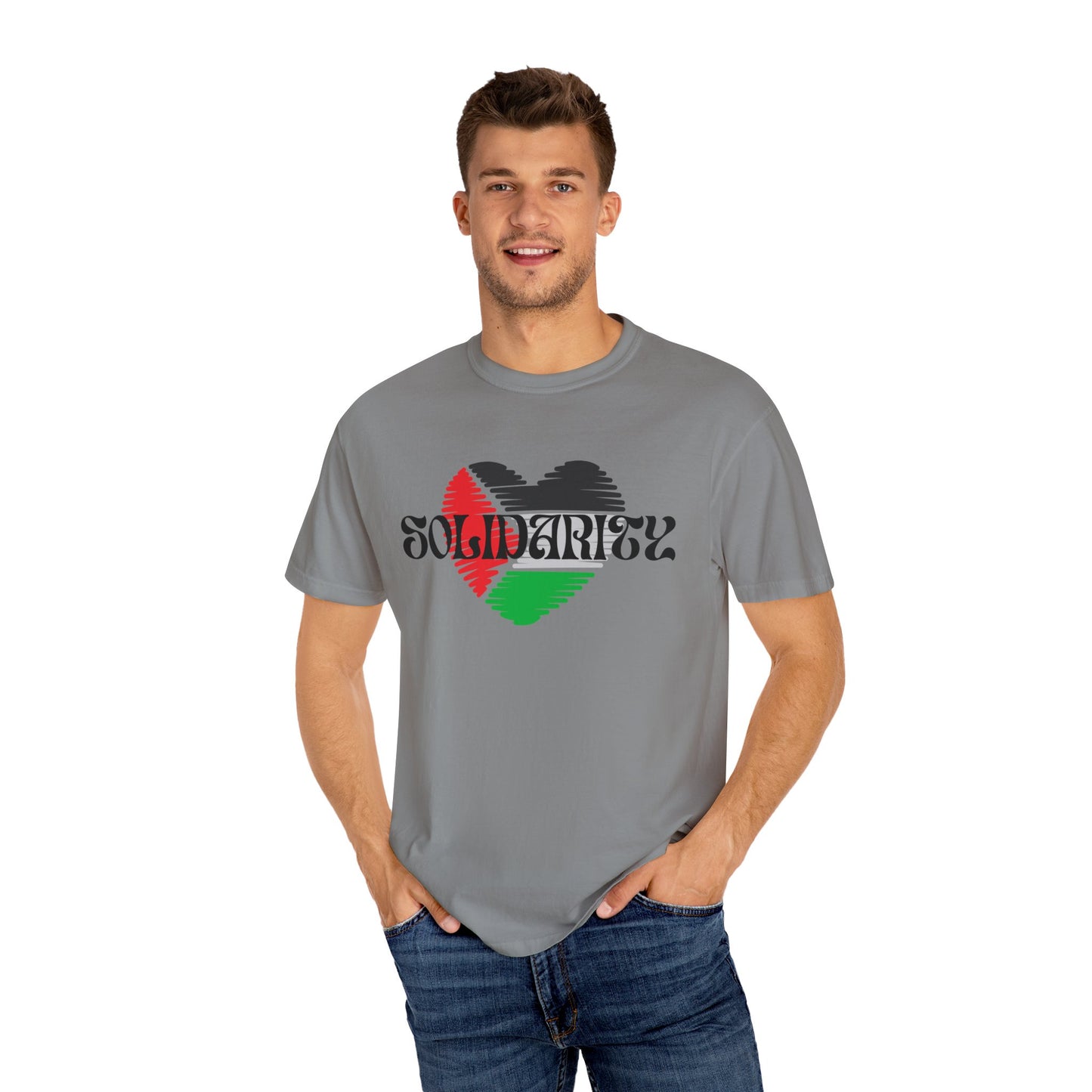 Palestine Spring Unisex heart flag solidarity Garment-Dyed solidarity T-shirt