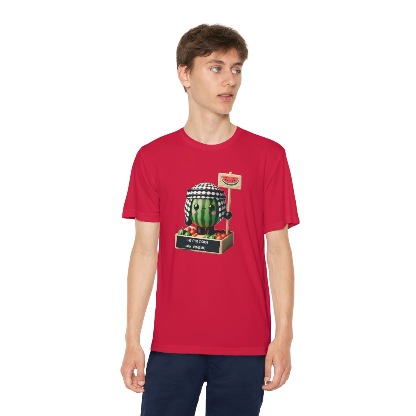 Youth "this fruit stand with Palestine" watermelon Competitor Tee