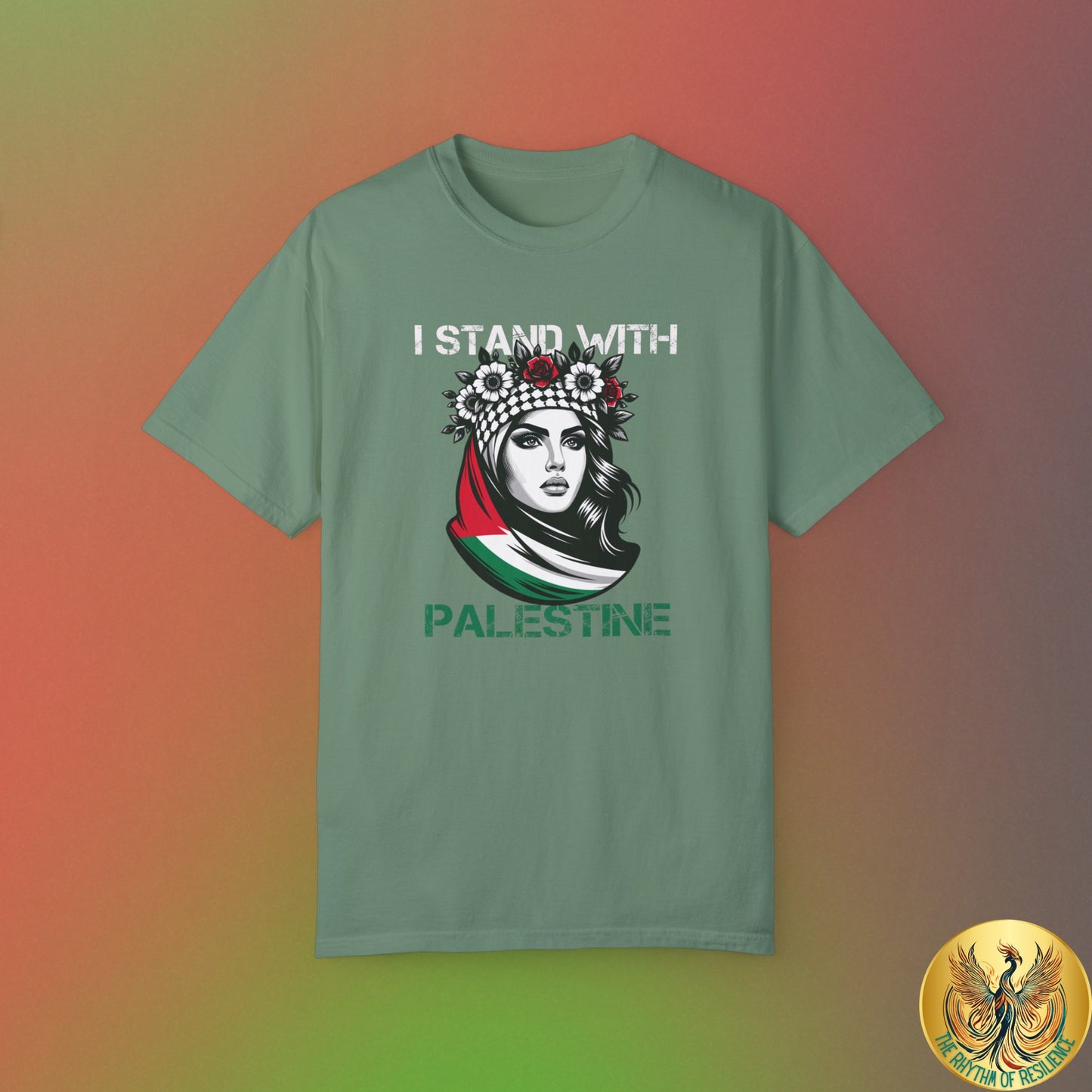 Unisex Garment-Dyed T-shirt, Palestine Flag, Resist, Arabic, Support the Cause in Style, Kuffiyeh, Keffiyeh, Resistance, Free Palestine