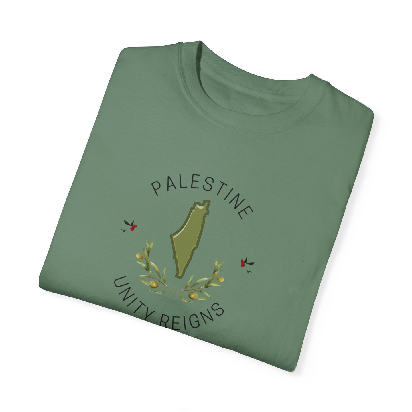 Palestine spring olive branch unity Unisex heart flag solidarity Garment-Dyed T-shirt
