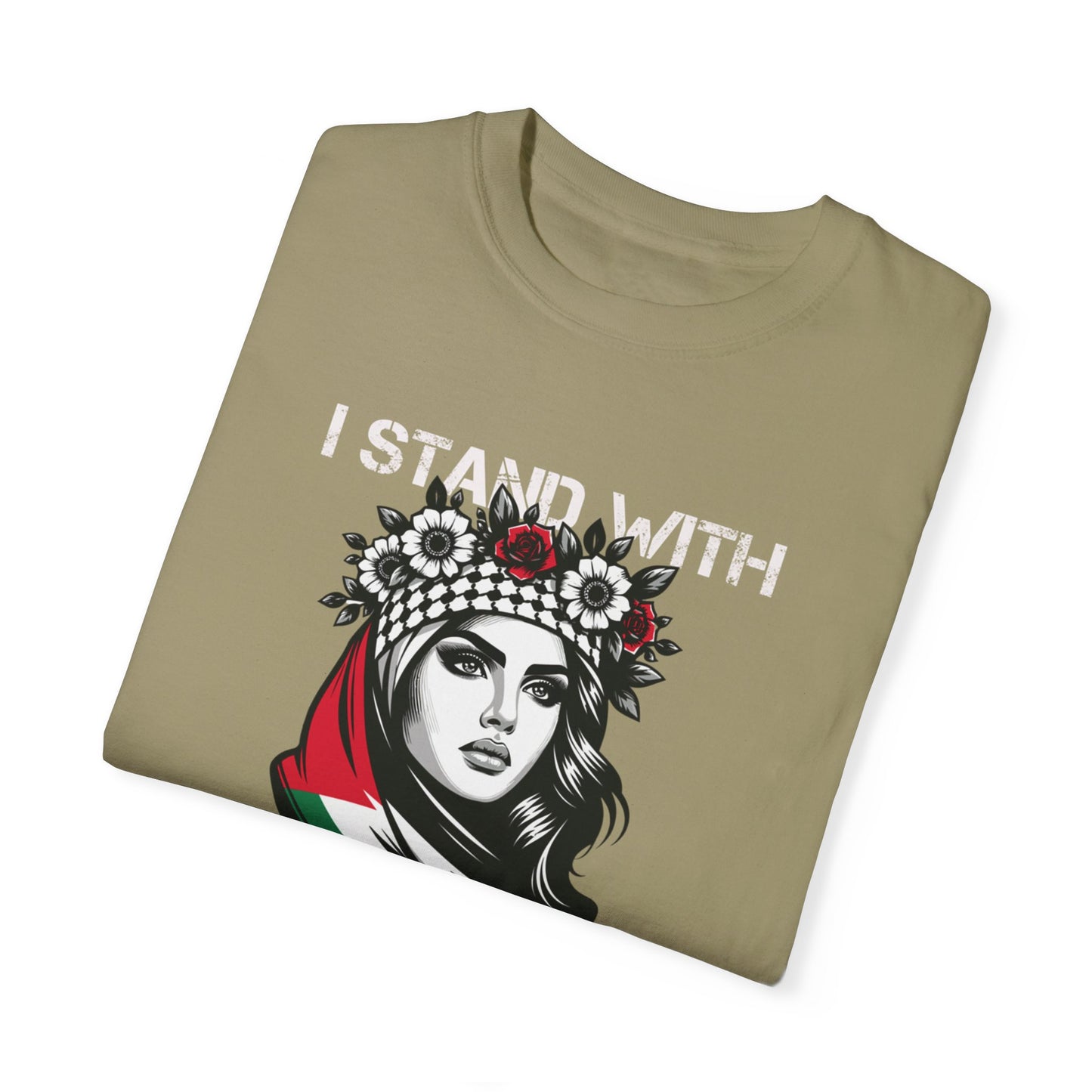 Unisex Garment-Dyed T-shirt, Palestine Flag, Resist, Arabic, Support the Cause in Style, Kuffiyeh, Keffiyeh, Resistance, Free Palestine