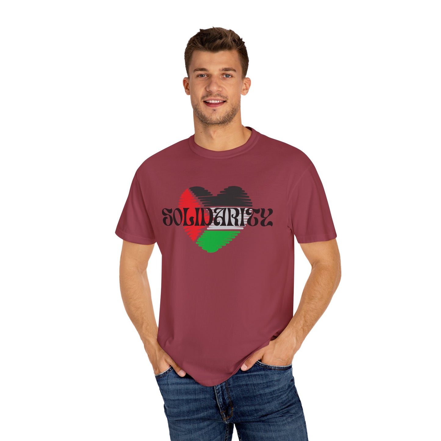 Palestine Spring Unisex heart flag solidarity Garment-Dyed solidarity T-shirt