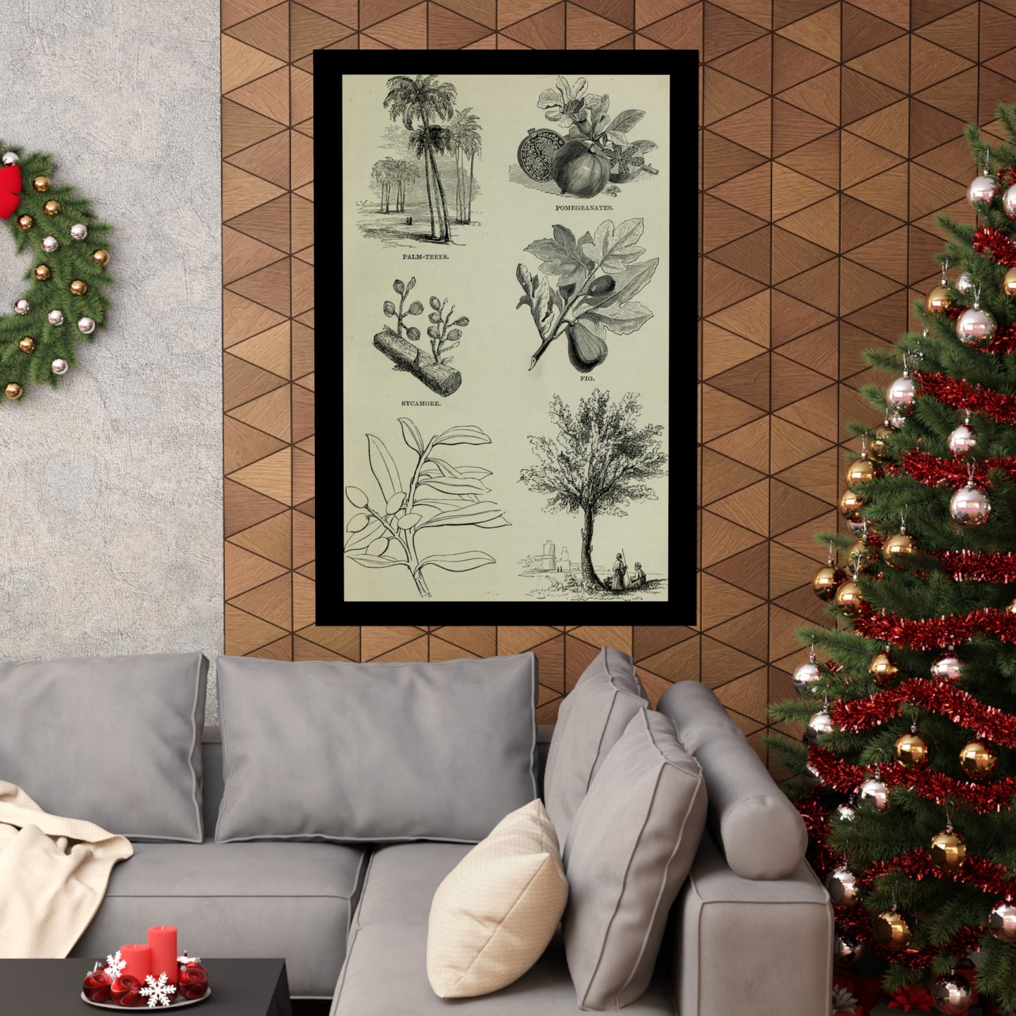 Matte Vertical Posters of various plants and trees mentioned in the Bible that were common in Palestine the Holy Land. Vintage Palestine Art