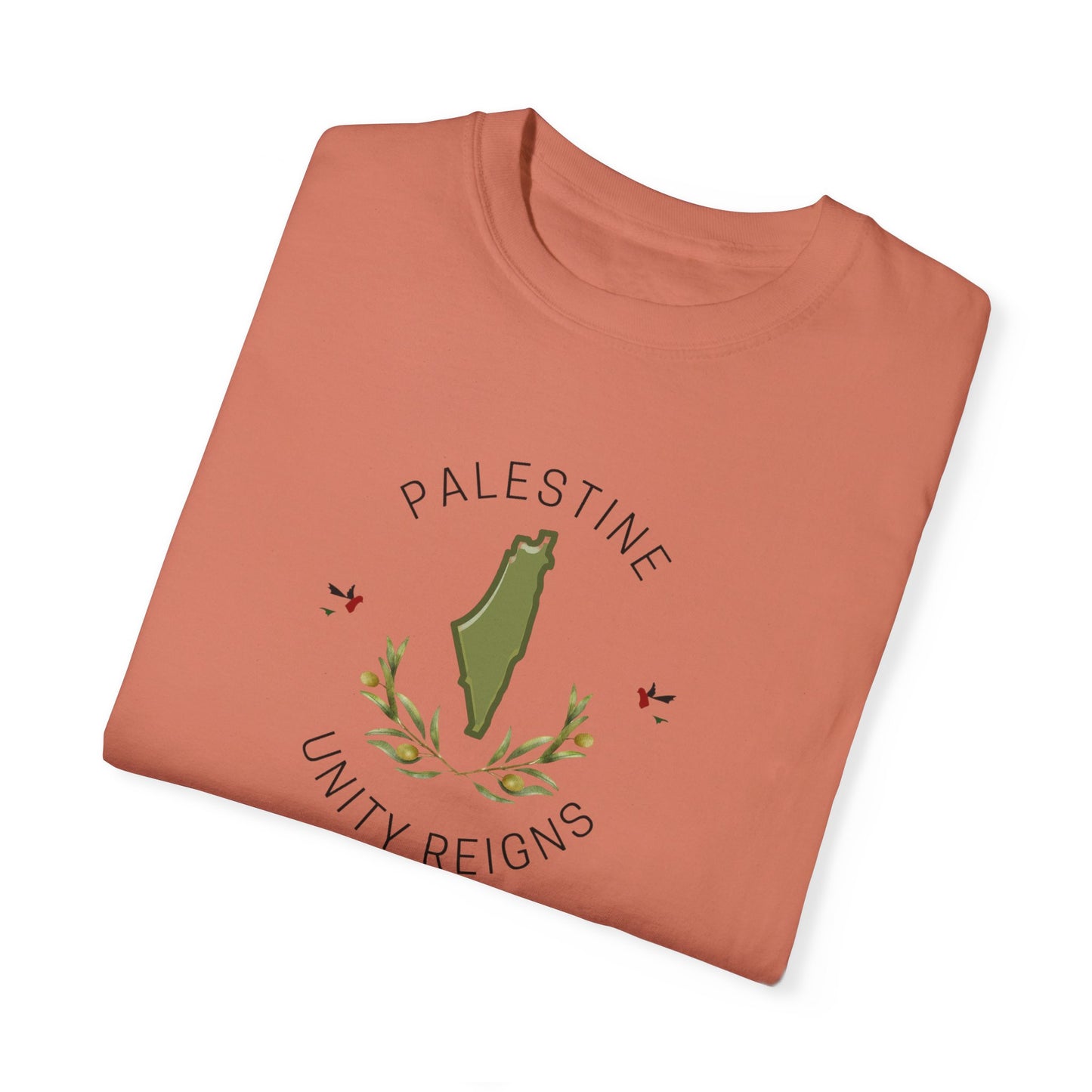 Palestine spring olive branch unity Unisex heart flag solidarity Garment-Dyed T-shirt