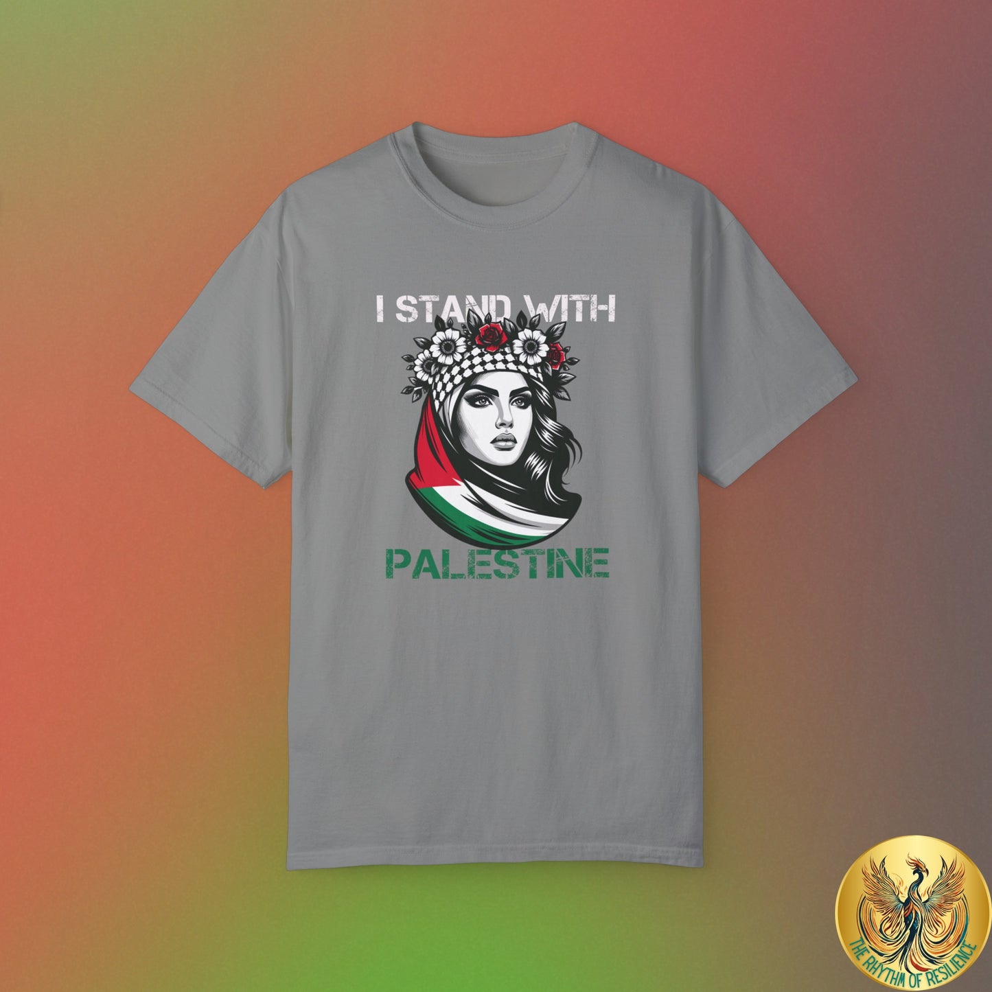 Unisex Garment-Dyed T-shirt, Palestine Flag, Resist, Arabic, Support the Cause in Style, Kuffiyeh, Keffiyeh, Resistance, Free Palestine