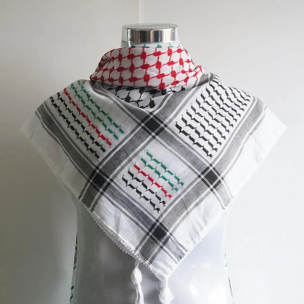 Multicolored Keffiyeh Scarf - Red, Green, Black, and White