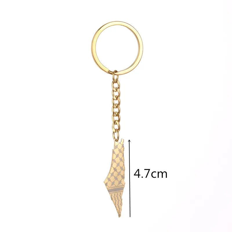 Stainless Steel Palestine Map Pendant keychain