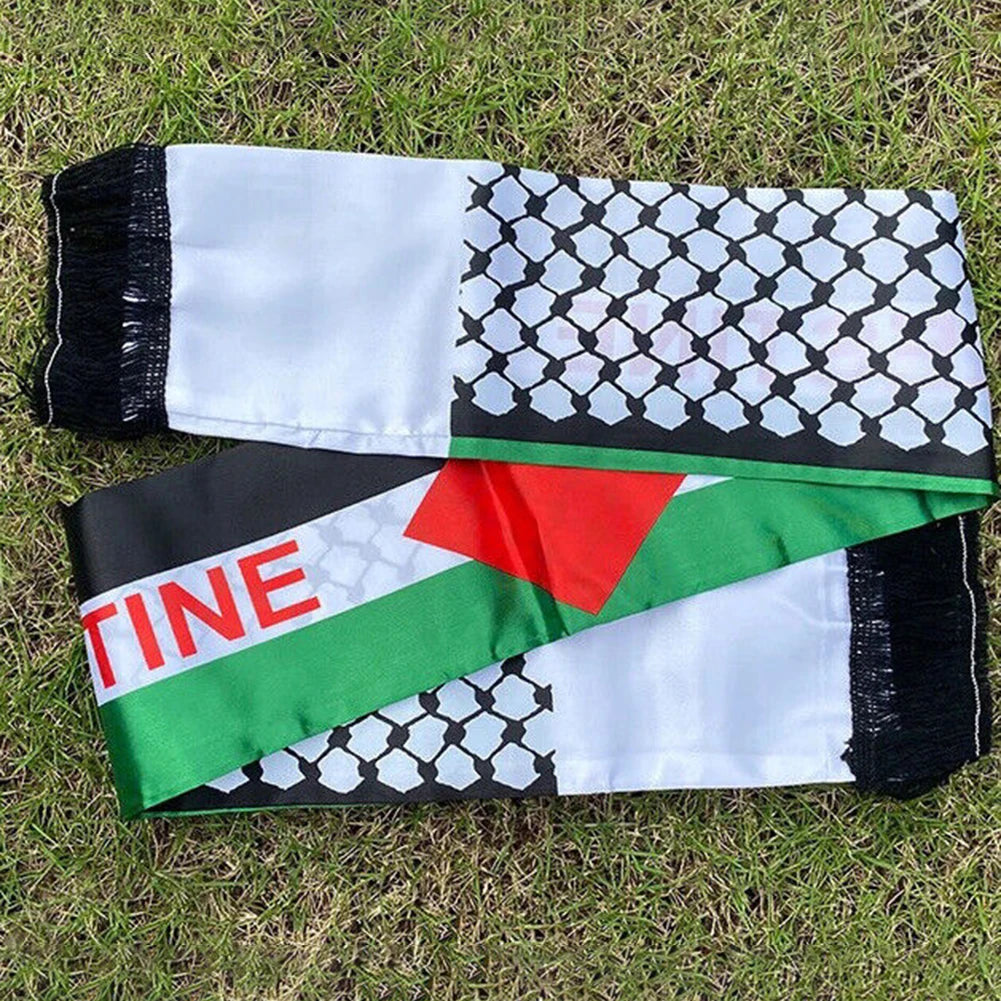 Double-Sided Palestine Shawl Lepel with Keffiyeh Print and Tassels