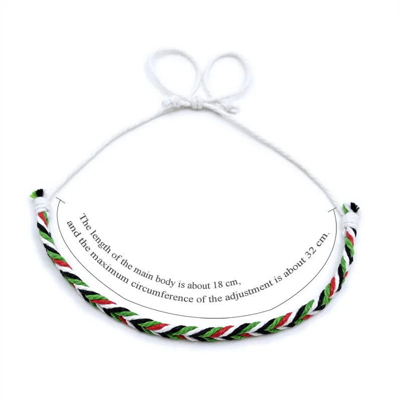 cotton Rope woven braid Bracelets in Red, Green, Black, and white