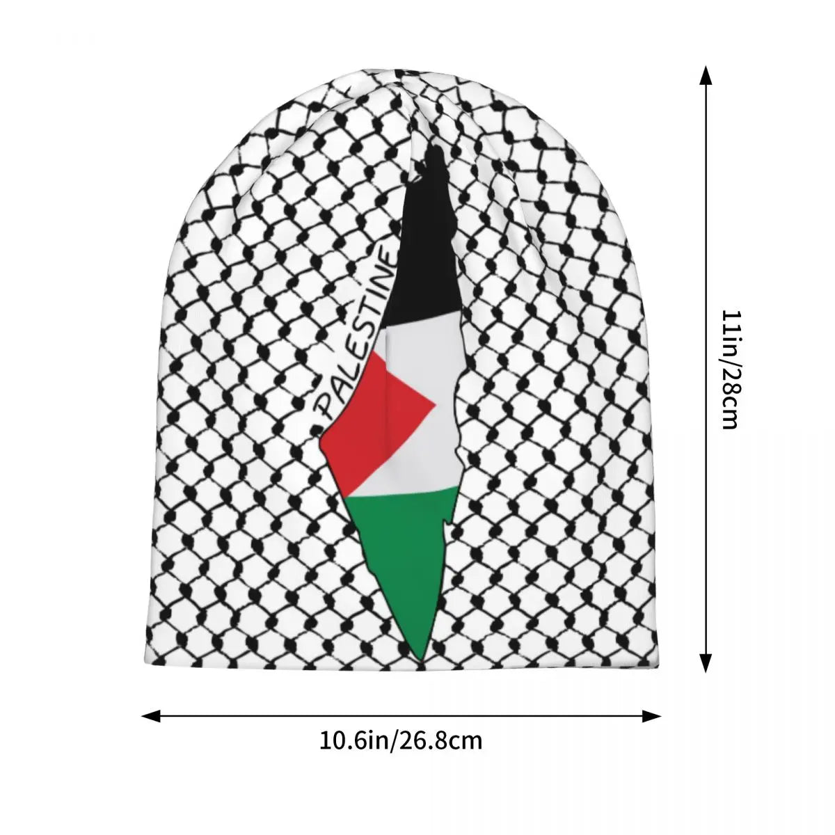 Palestine Map over Keffiyeh Print Beanie